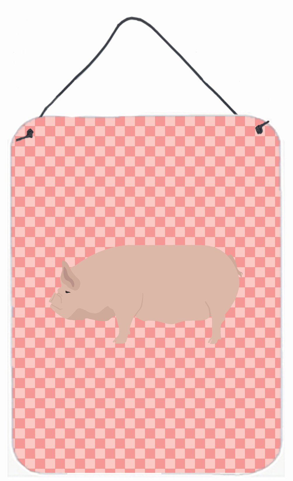 Welsh Pig Pink Check Wall or Door Hanging Prints BB7937DS1216 by Caroline's Treasures