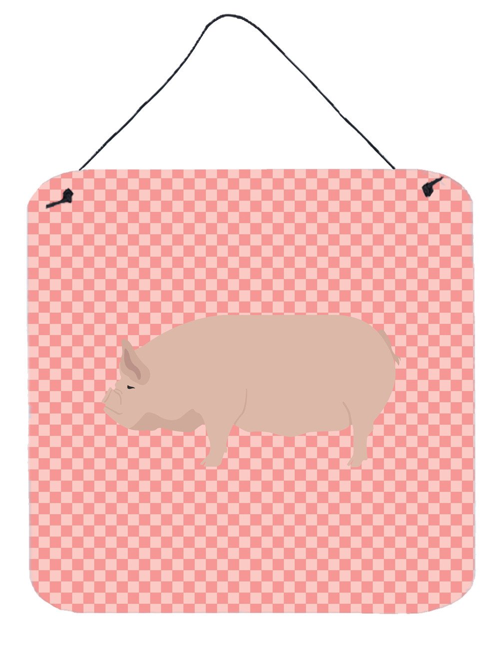 Welsh Pig Pink Check Wall or Door Hanging Prints BB7937DS66 by Caroline's Treasures