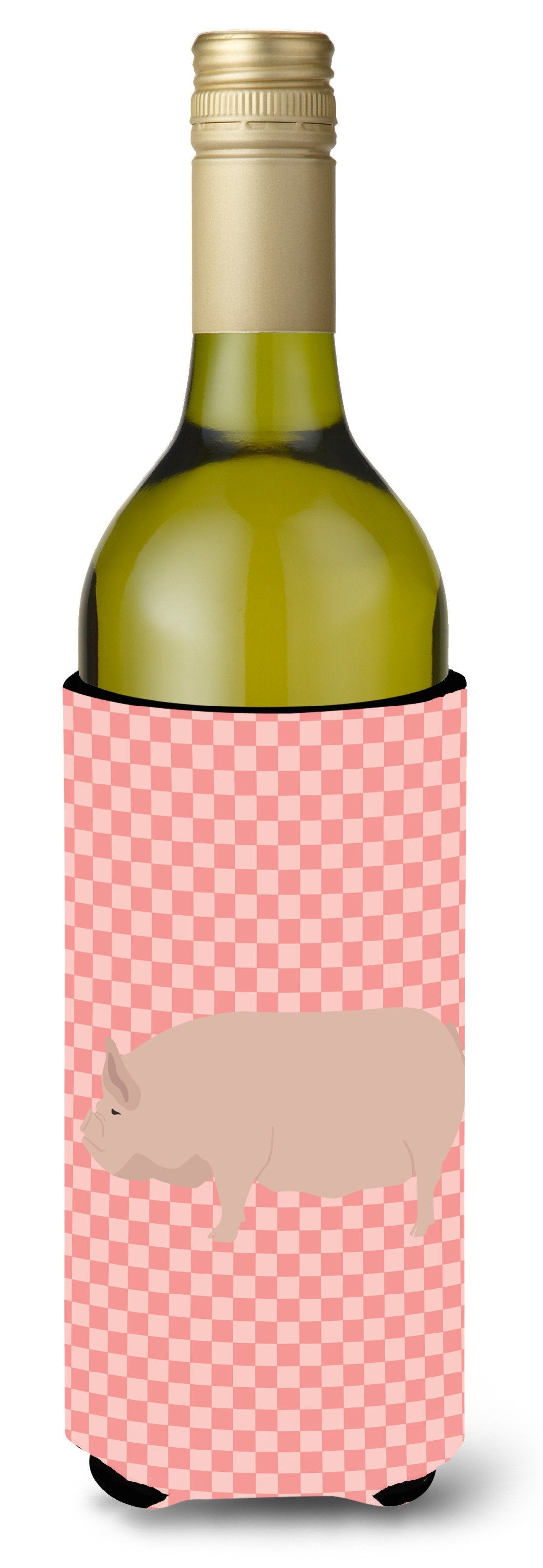 Welsh Pig Pink Check Wine Bottle Beverge Insulator Hugger BB7937LITERK by Caroline&#39;s Treasures
