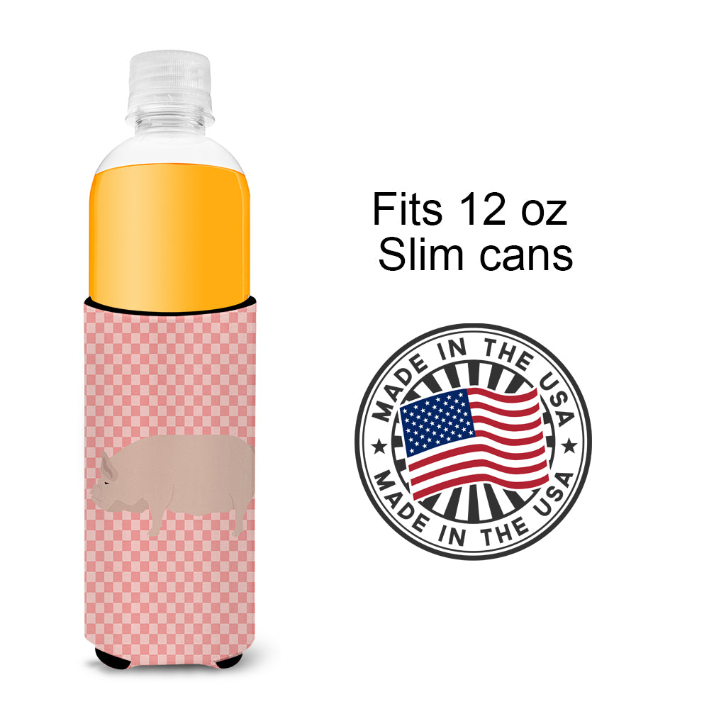 Welsh Pig Pink Check  Ultra Hugger for slim cans  the-store.com.
