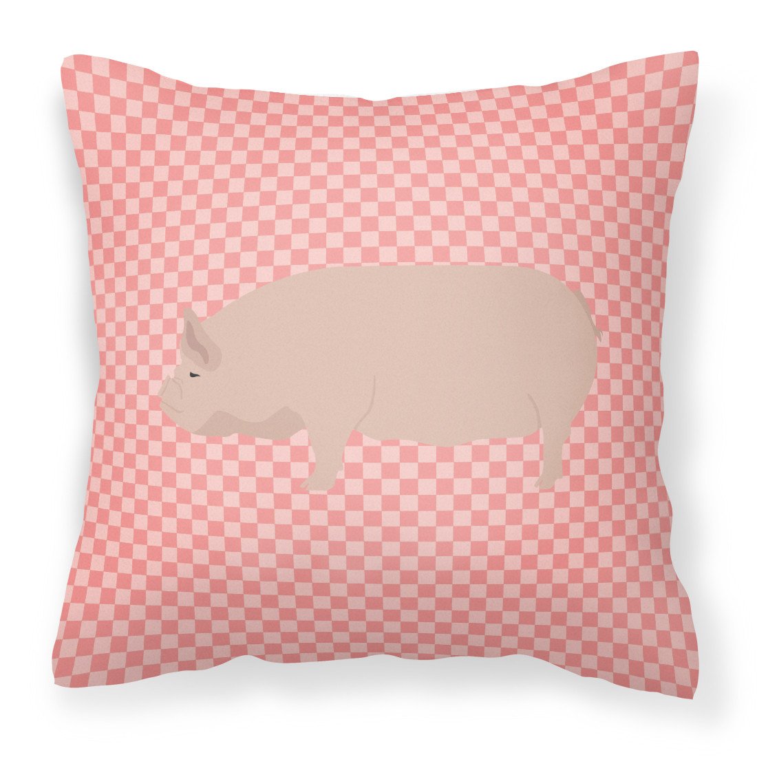 Welsh Pig Pink Check Fabric Decorative Pillow BB7937PW1818 by Caroline's Treasures
