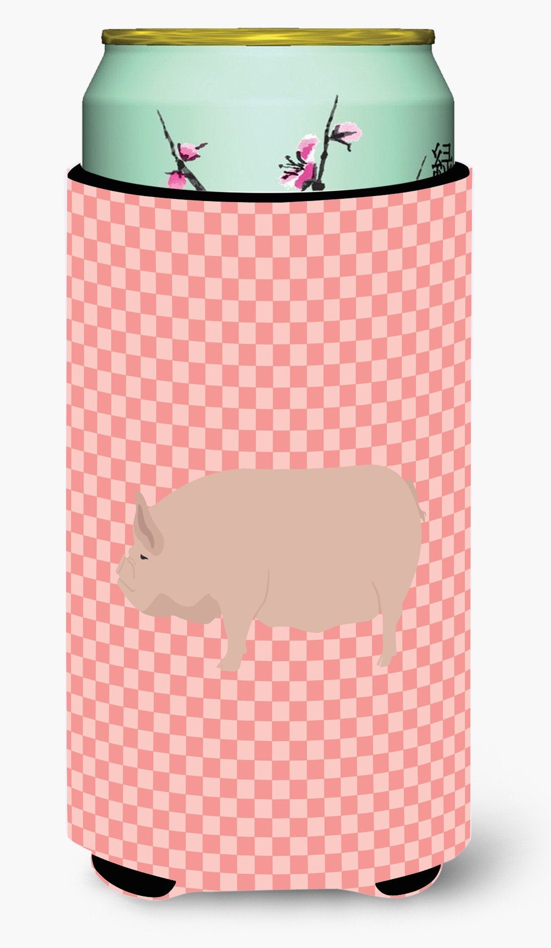 Welsh Pig Pink Check Tall Boy Beverage Insulator Hugger BB7937TBC by Caroline&#39;s Treasures