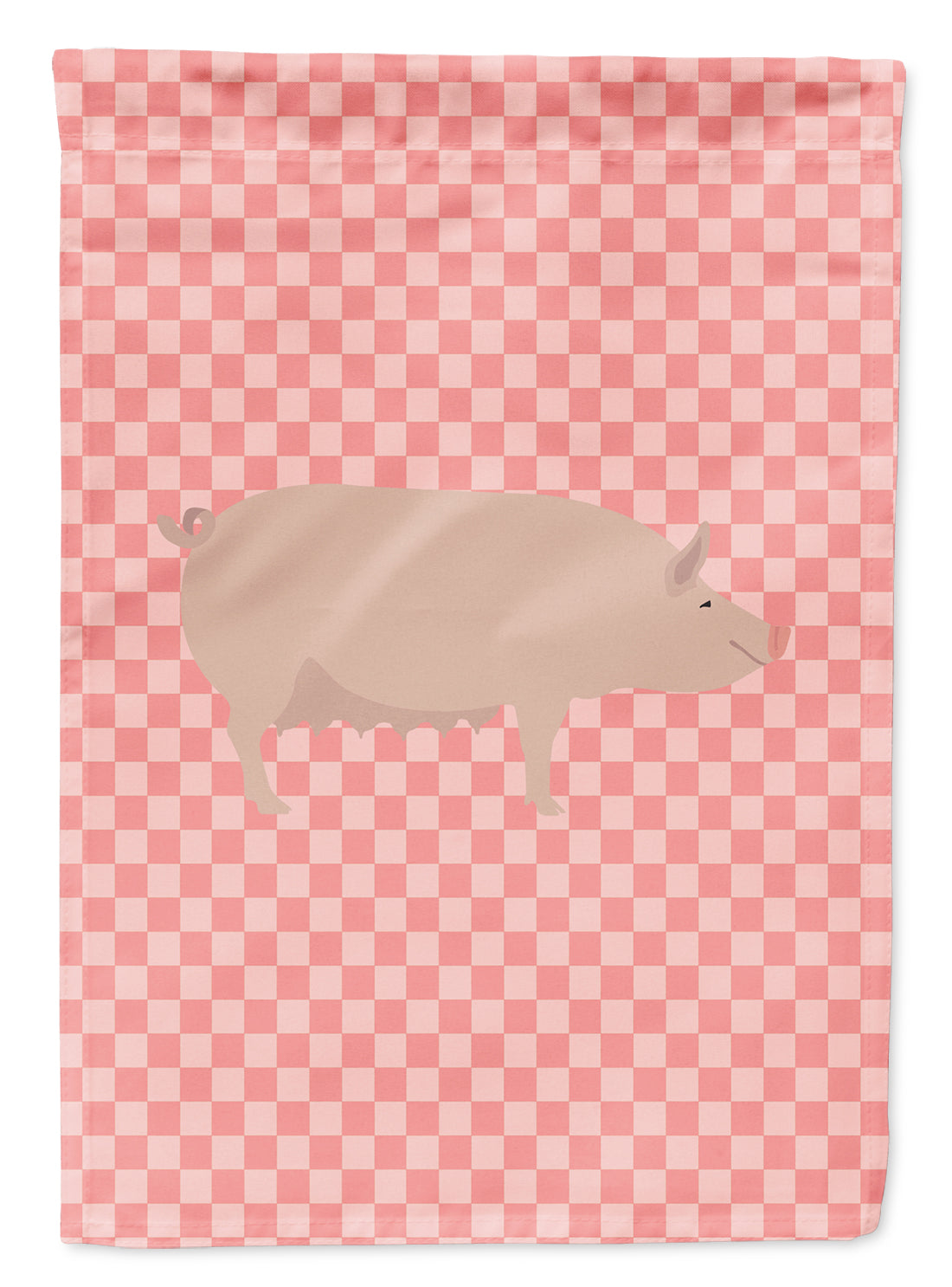 English Large White Pig Pink Check Flag Garden Size BB7938GF  the-store.com.