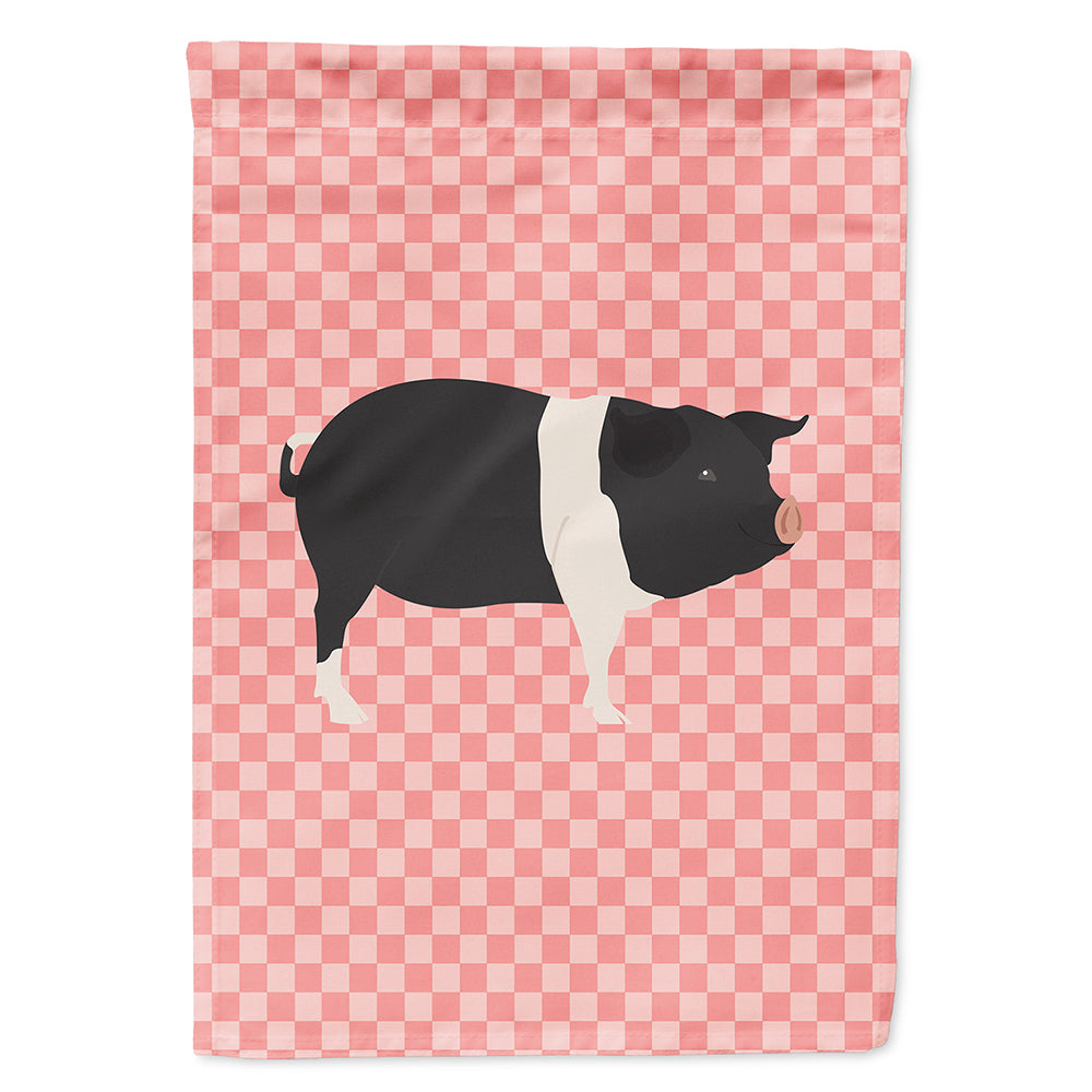 Hampshire Pig Pink Check Flag Canvas House Size BB7939CHF