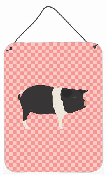 Hampshire Pig Pink Check Wall or Door Hanging Prints BB7939DS1216 by Caroline's Treasures