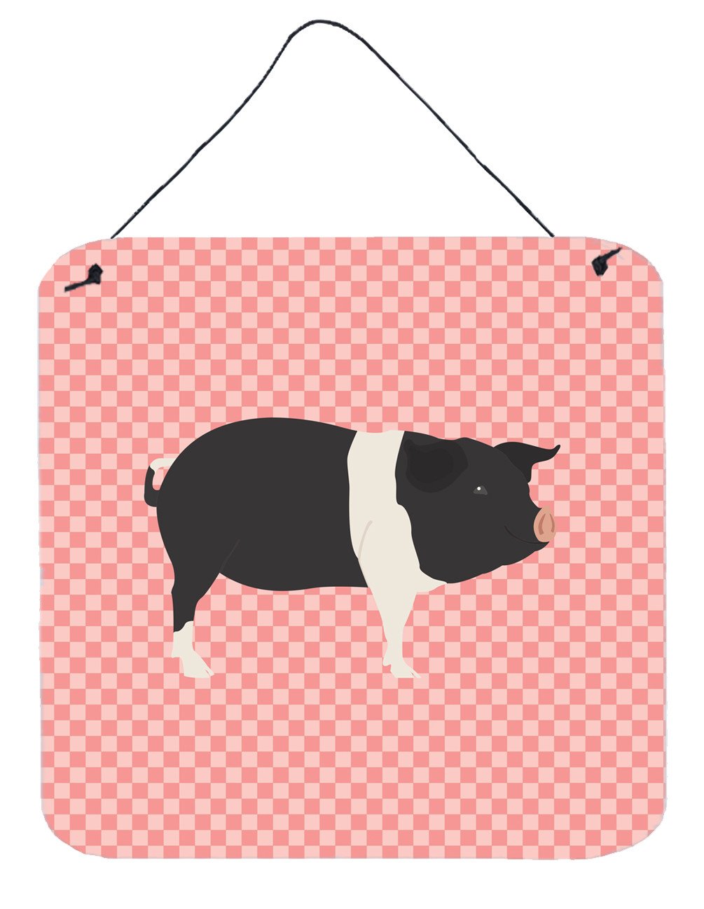 Hampshire Pig Pink Check Wall or Door Hanging Prints BB7939DS66 by Caroline's Treasures
