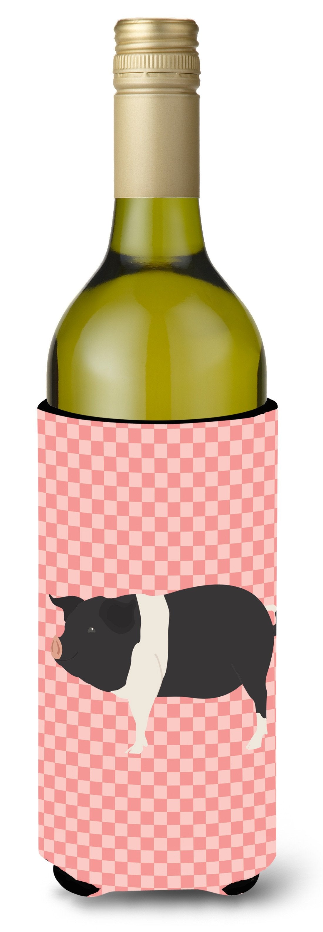 Hampshire Pig Pink Check Wine Bottle Beverge Insulator Hugger BB7939LITERK by Caroline&#39;s Treasures