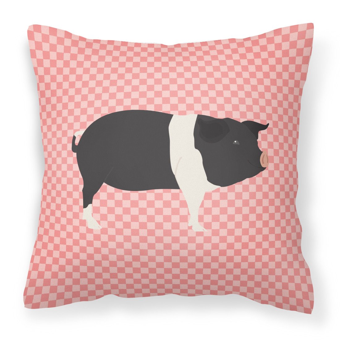 Hampshire Pig Pink Check Fabric Decorative Pillow BB7939PW1818 by Caroline's Treasures