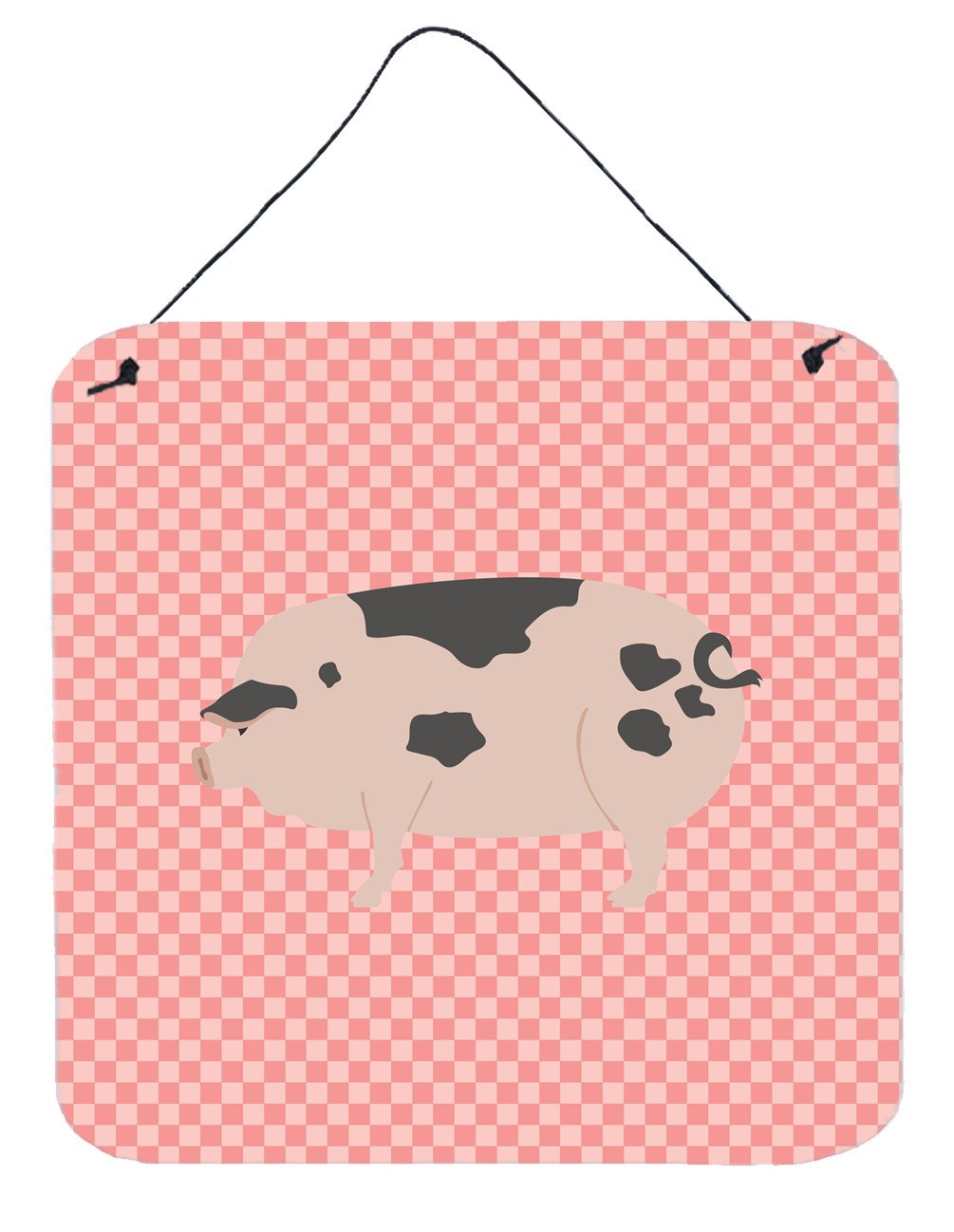 Gloucester Old Spot Pig Pink Check Wall or Door Hanging Prints BB7940DS66 by Caroline&#39;s Treasures