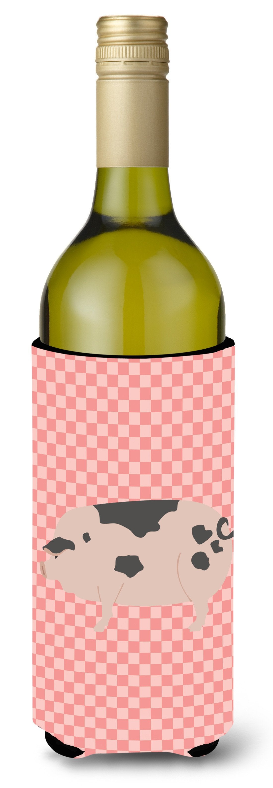 Gloucester Old Spot Pig Pink Check Wine Bottle Beverge Insulator Hugger BB7940LITERK by Caroline&#39;s Treasures