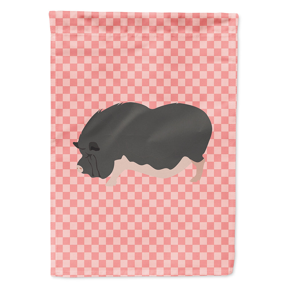 Vietnamese Pot-Bellied Pig Pink Check Flag Canvas House Size BB7941CHF