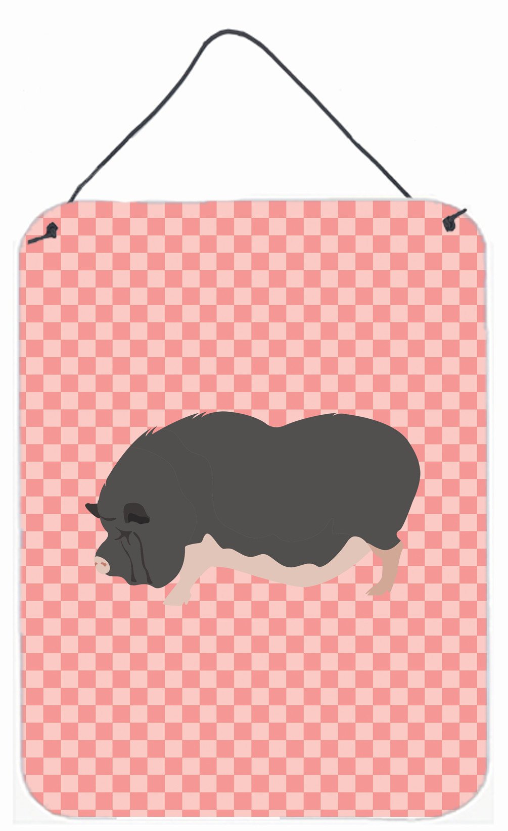 Vietnamese Pot-Bellied Pig Pink Check Wall or Door Hanging Prints BB7941DS1216 by Caroline&#39;s Treasures