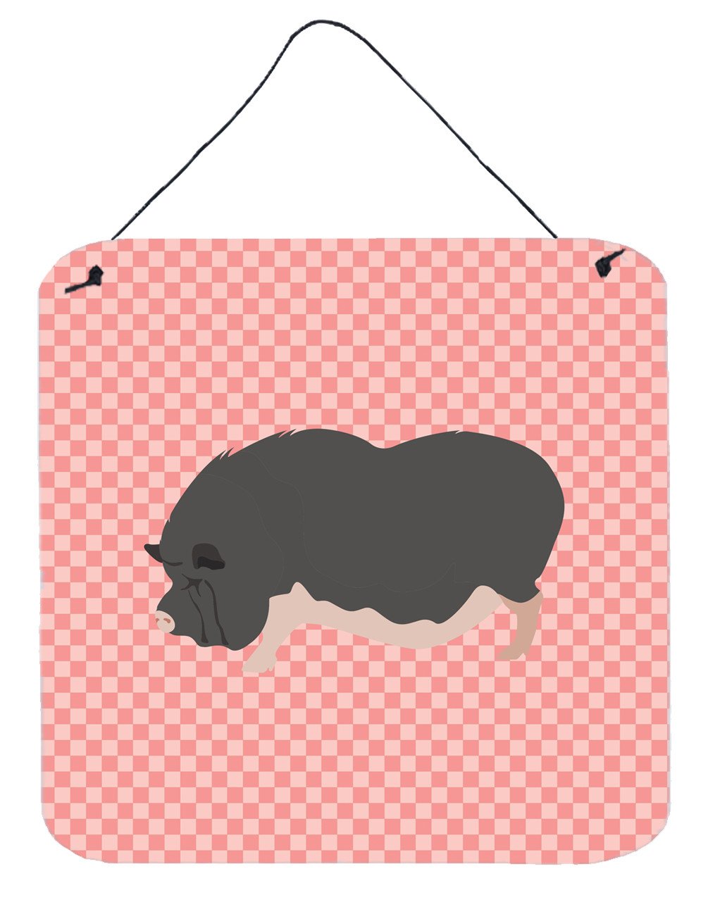 Vietnamese Pot-Bellied Pig Pink Check Wall or Door Hanging Prints BB7941DS66 by Caroline&#39;s Treasures