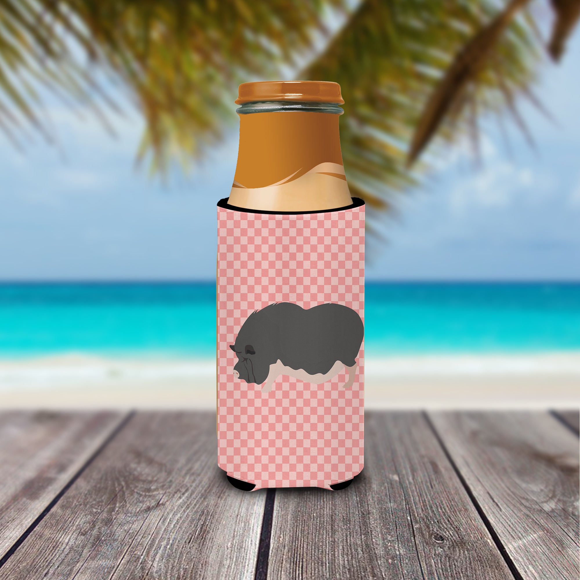 Vietnamese Pot-Bellied Pig Pink Check  Ultra Hugger for slim cans  the-store.com.
