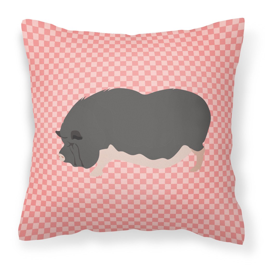 Vietnamese Pot-Bellied Pig Pink Check Fabric Decorative Pillow BB7941PW1818 by Caroline's Treasures