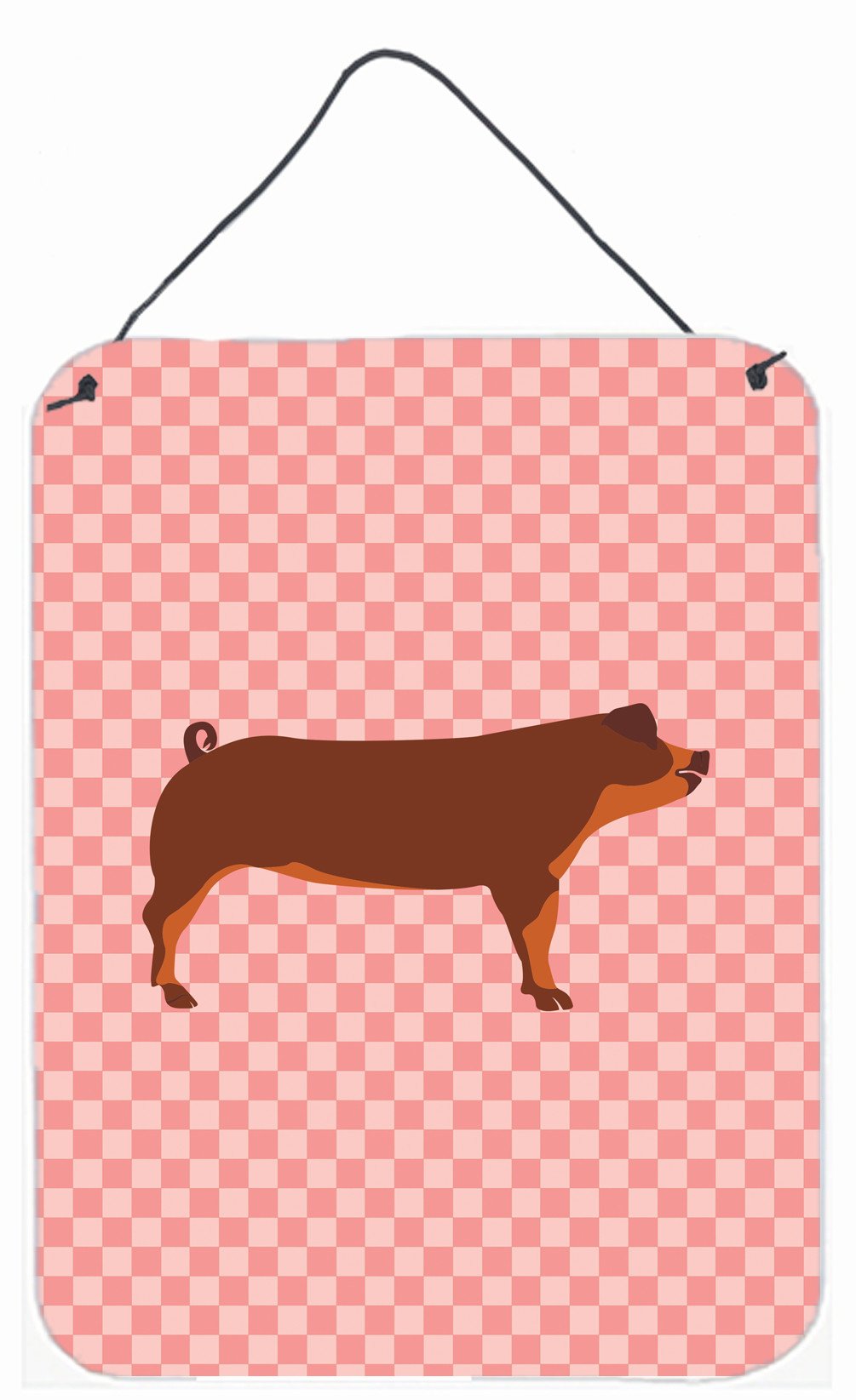 Duroc Pig Pink Check Wall or Door Hanging Prints BB7942DS1216 by Caroline's Treasures