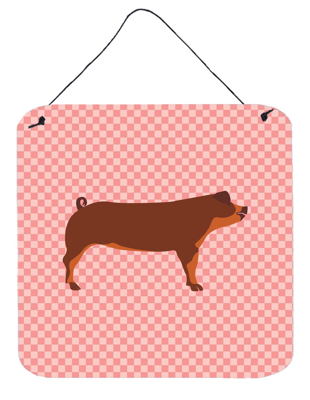 Duroc Pig Pink Check Wall or Door Hanging Prints BB7942DS66 by Caroline&#39;s Treasures