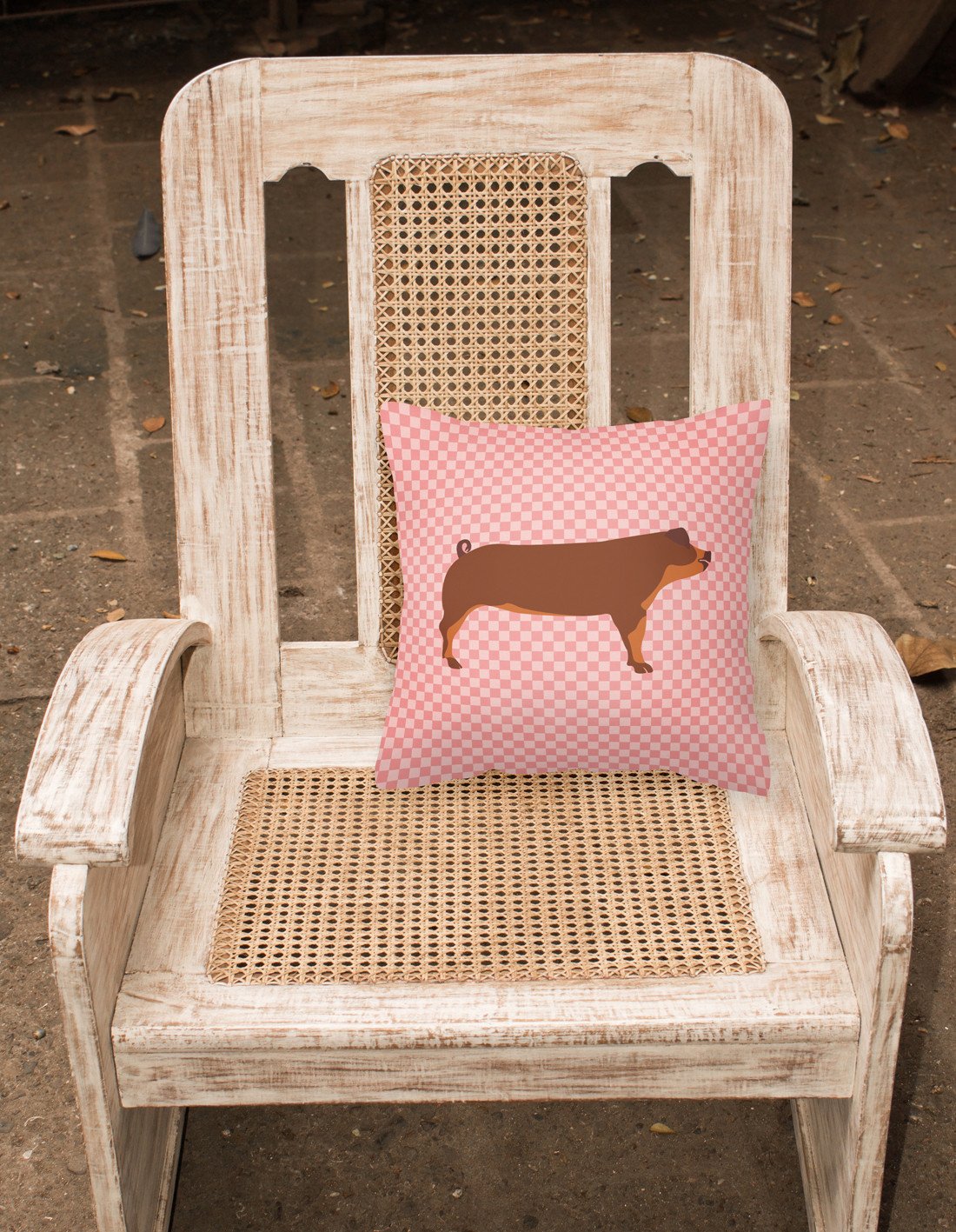 Duroc Pig Pink Check Fabric Decorative Pillow BB7942PW1818 by Caroline's Treasures