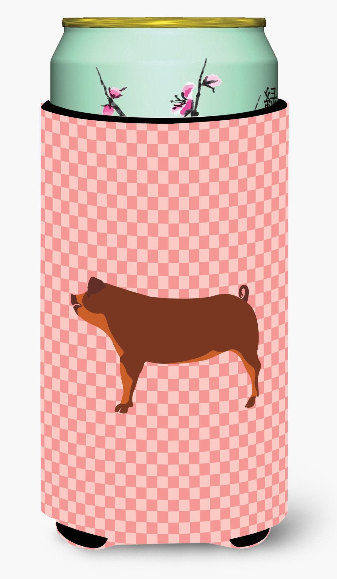 Duroc Pig Pink Check Tall Boy Beverage Insulator Hugger BB7942TBC by Caroline&#39;s Treasures