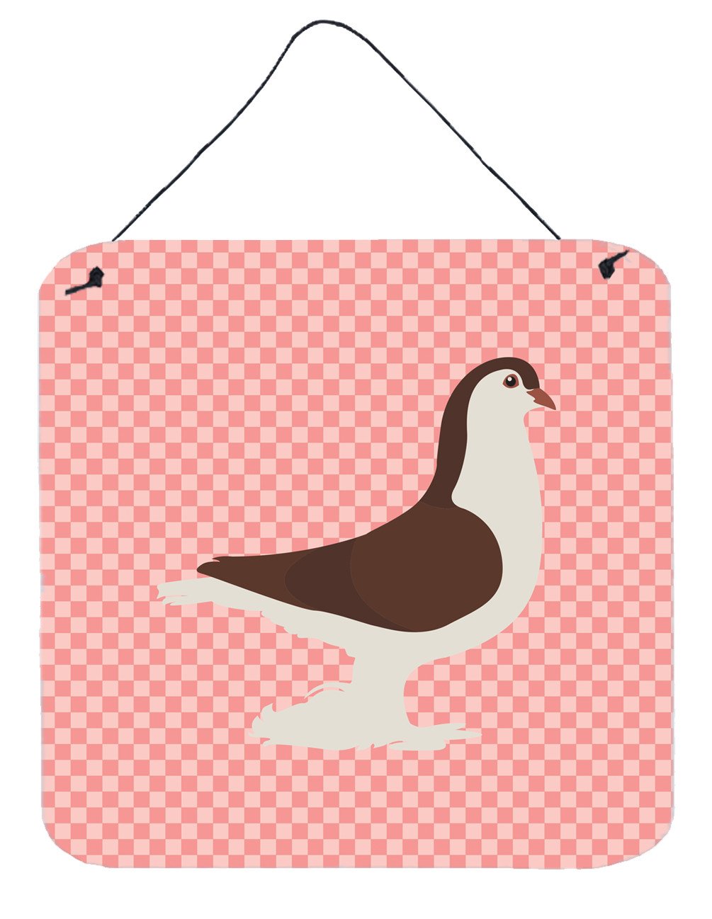 Large Pigeon Pink Check Wall or Door Hanging Prints BB7943DS66 by Caroline&#39;s Treasures