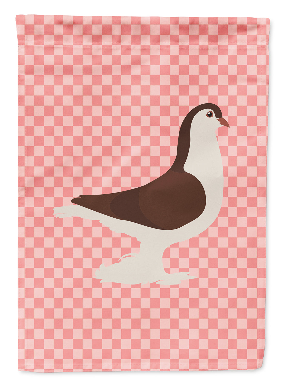 Large Pigeon Pink Check Flag Garden Size