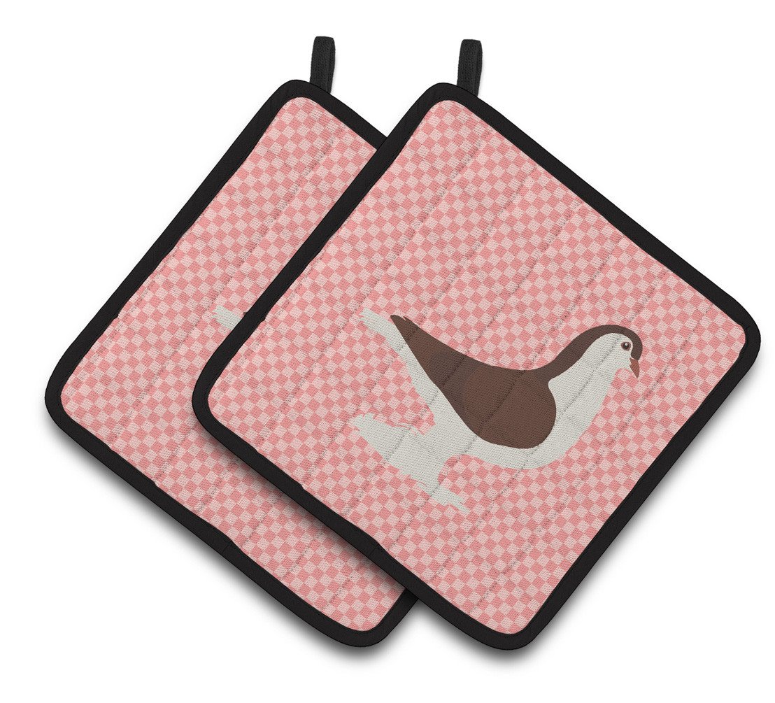 Large Pigeon Pink Check Pair of Pot Holders BB7943PTHD by Caroline&#39;s Treasures