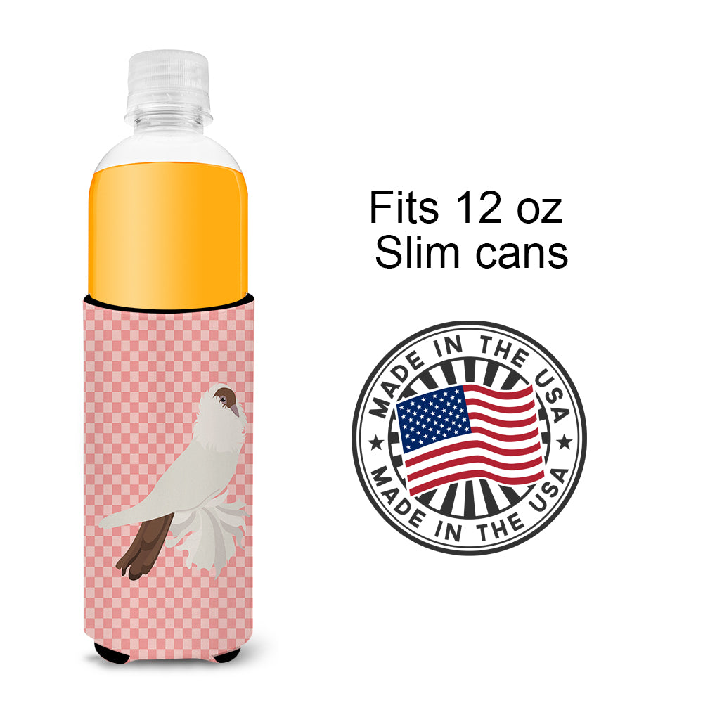 German Helmet Pigeon Pink Check  Ultra Hugger for slim cans