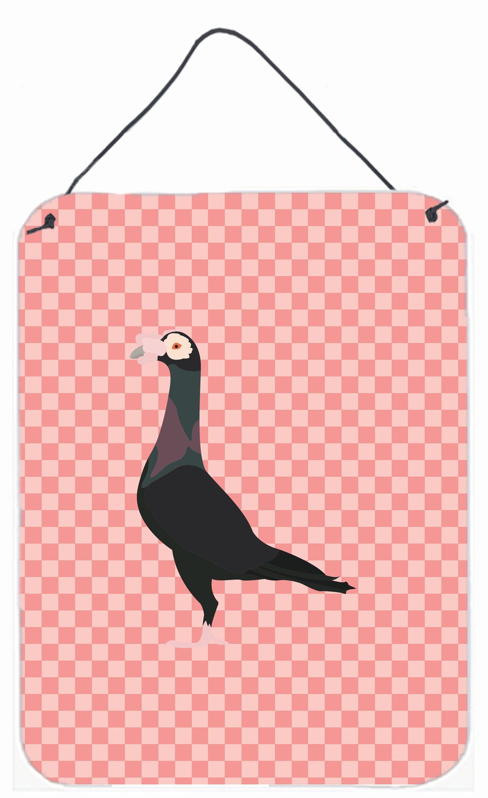 English Carrier Pigeon Pink Check Wall or Door Hanging Prints BB7945DS1216 by Caroline&#39;s Treasures