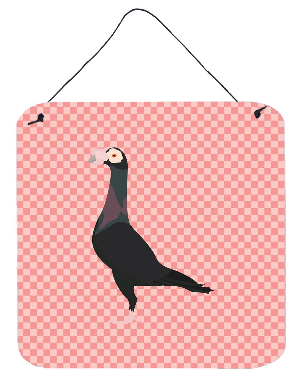 English Carrier Pigeon Pink Check Wall or Door Hanging Prints BB7945DS66 by Caroline&#39;s Treasures