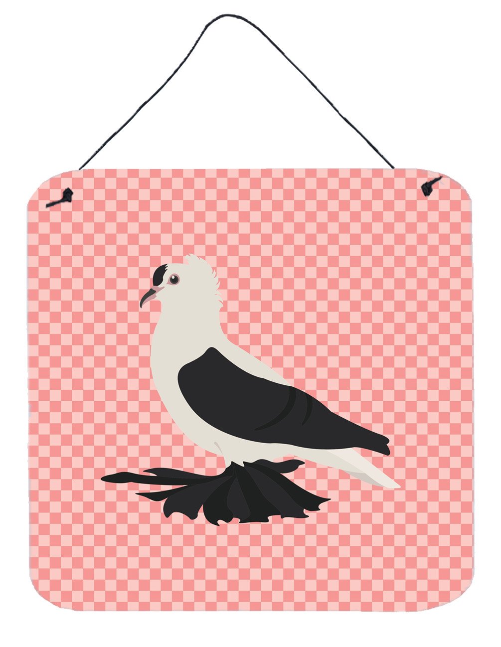 Saxon Fairy Swallow Pigeon Pink Check Wall or Door Hanging Prints BB7946DS66 by Caroline's Treasures