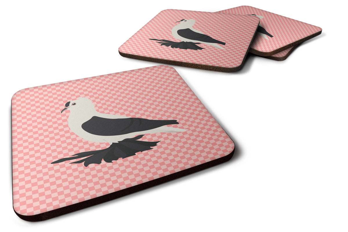 Saxon Fairy Swallow Pigeon Pink Check Foam Coaster Set of 4 BB7946FC - the-store.com