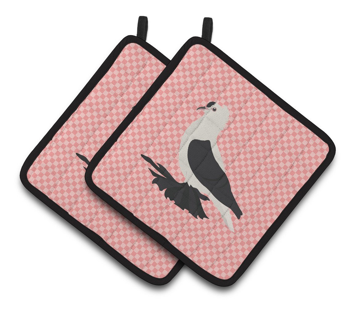 Saxon Fairy Swallow Pigeon Pink Check Pair of Pot Holders BB7946PTHD by Caroline&#39;s Treasures