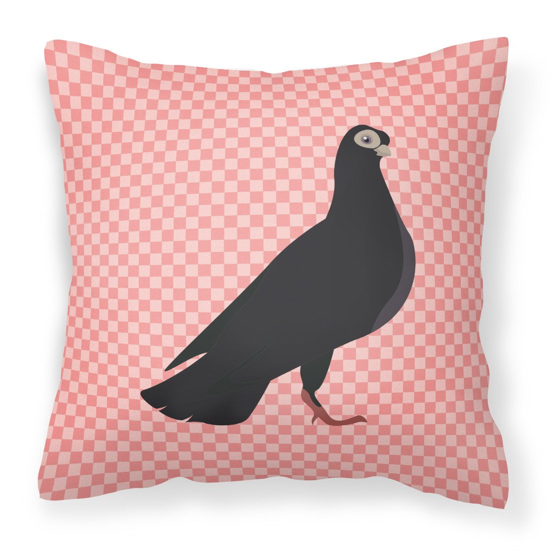 Budapest Highflyer Pigeon Pink Check Fabric Decorative Pillow BB7947PW1818 by Caroline&#39;s Treasures