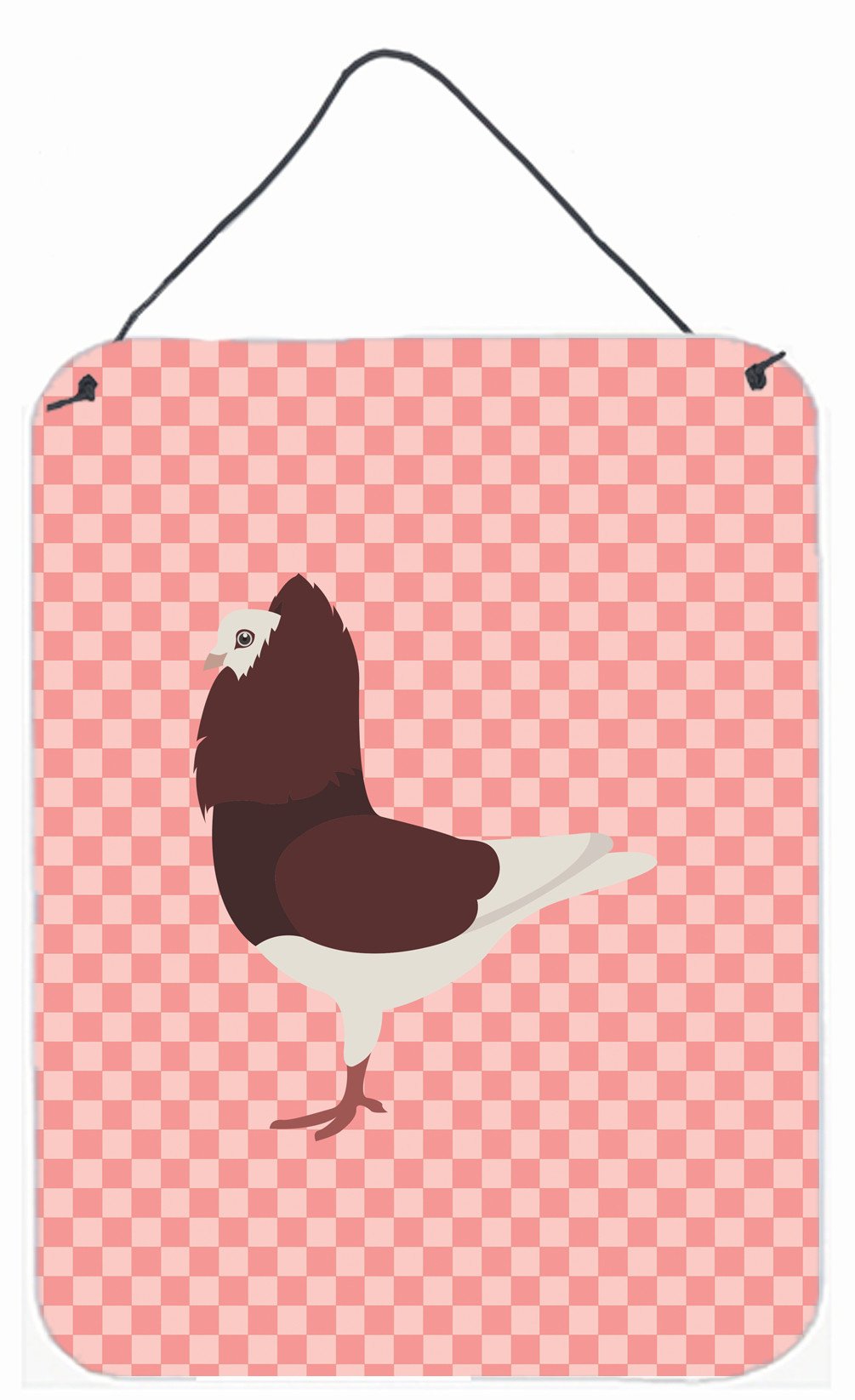 Capuchin Red Pigeon Pink Check Wall or Door Hanging Prints BB7948DS1216 by Caroline&#39;s Treasures