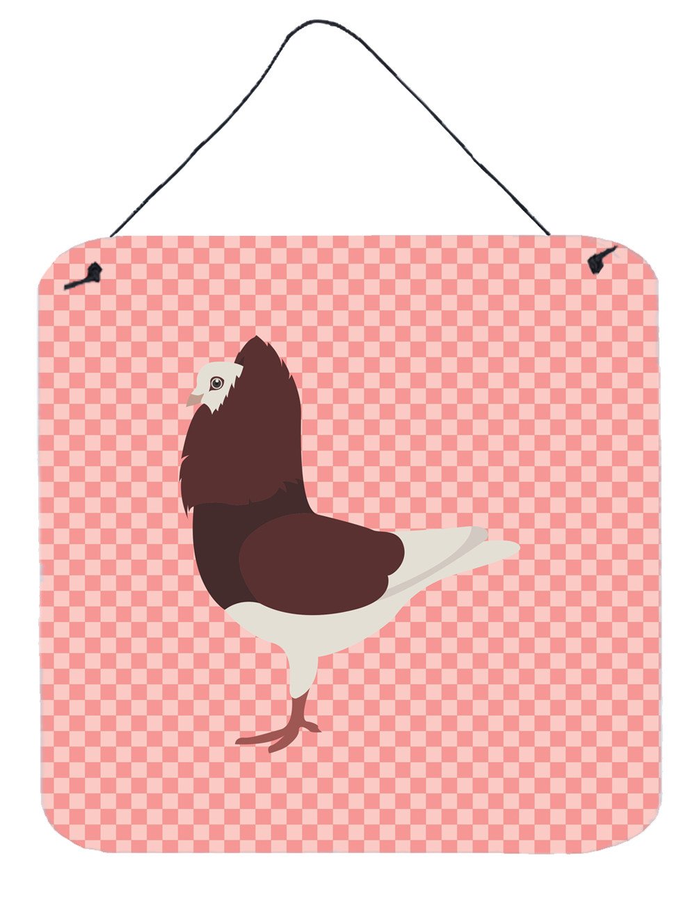 Capuchin Red Pigeon Pink Check Wall or Door Hanging Prints BB7948DS66 by Caroline&#39;s Treasures