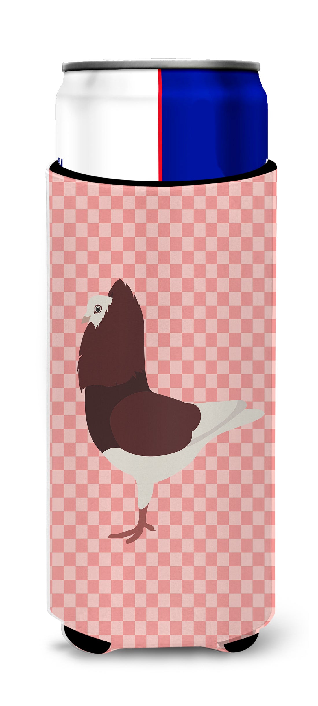 Capuchin Red Pigeon Pink Check  Ultra Hugger for slim cans  the-store.com.