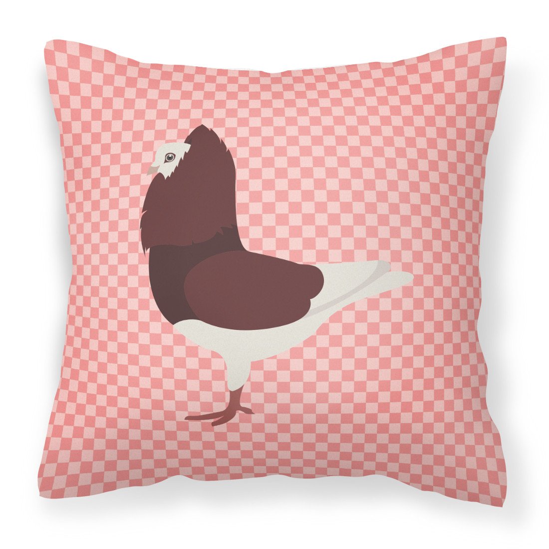 Capuchin Red Pigeon Pink Check Fabric Decorative Pillow BB7948PW1818 by Caroline&#39;s Treasures