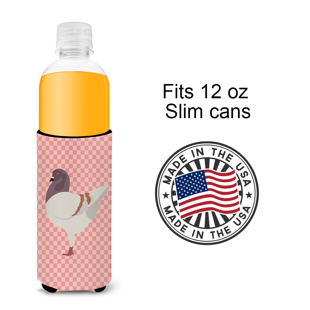 German Modena Pigeon Pink Check  Ultra Hugger for slim cans  the-store.com.