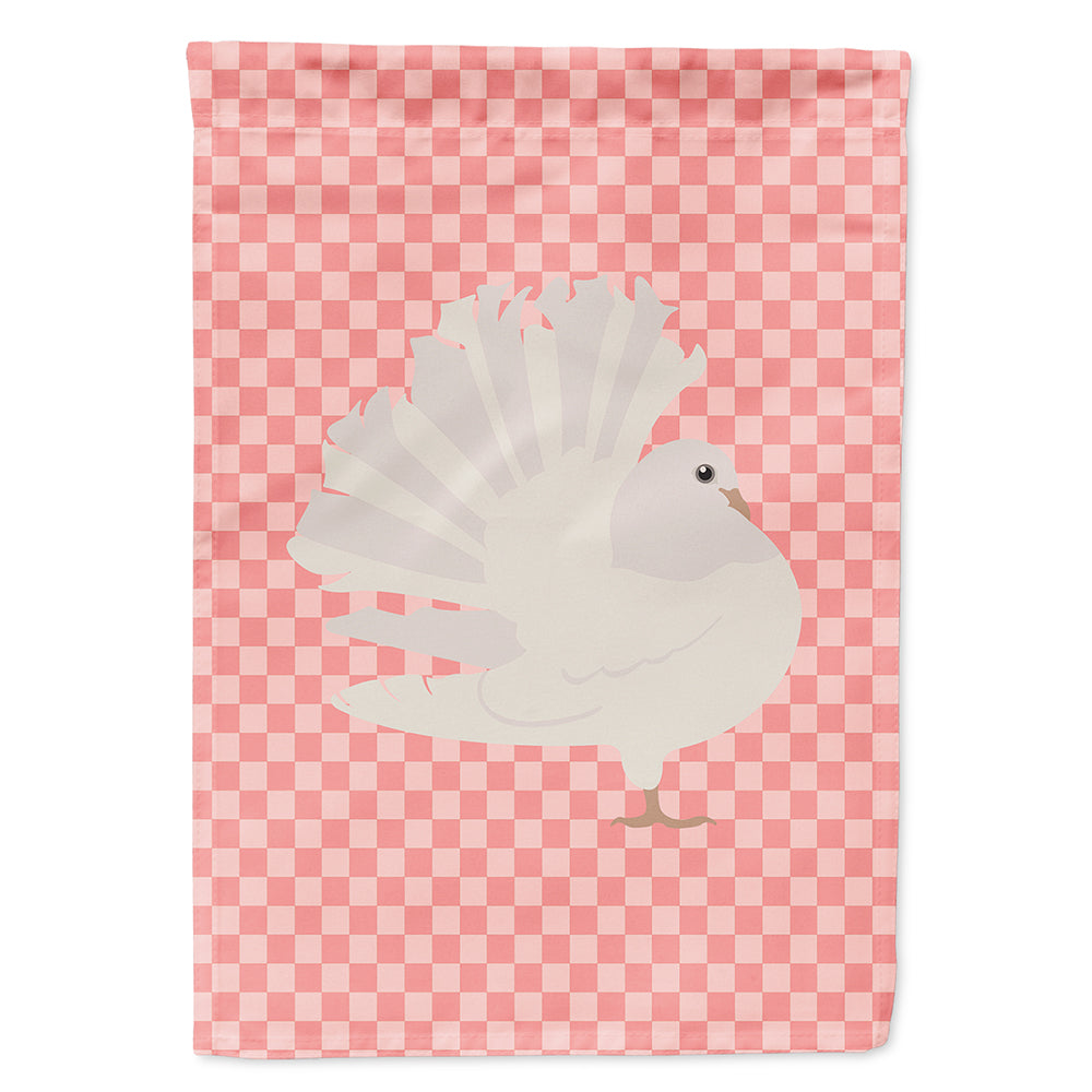 Silver Fantail Pigeon Pink Check Flag Canvas House Size BB7950CHF
