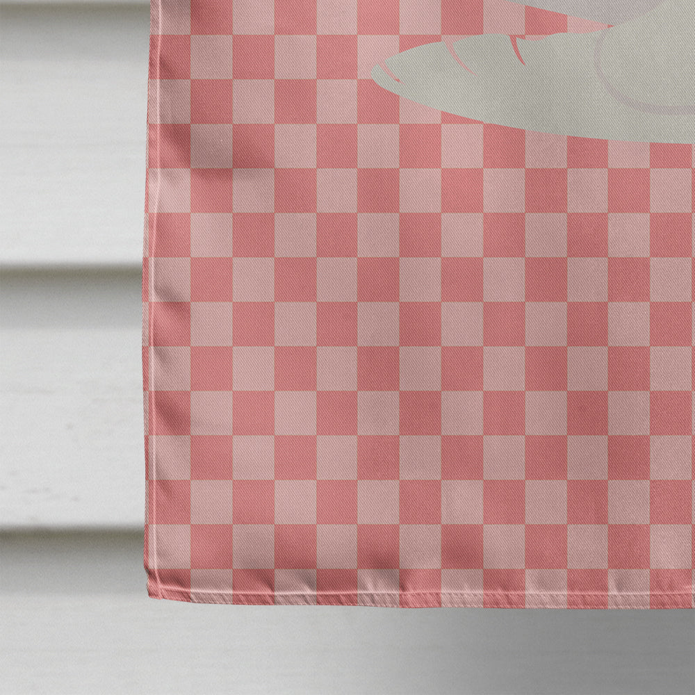 Silver Fantail Pigeon Pink Check Flag Canvas House Size BB7950CHF