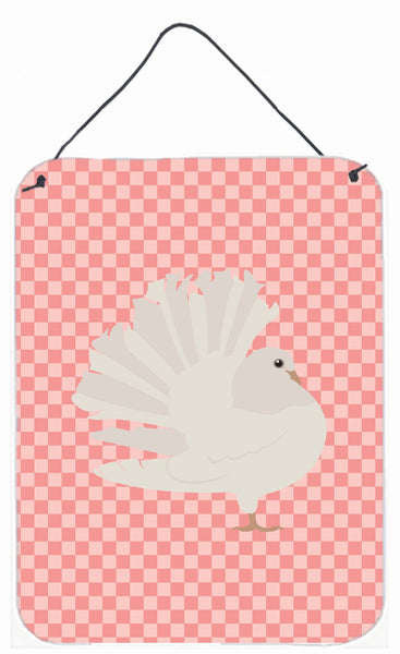 Silver Fantail Pigeon Pink Check Wall or Door Hanging Prints BB7950DS1216 by Caroline's Treasures