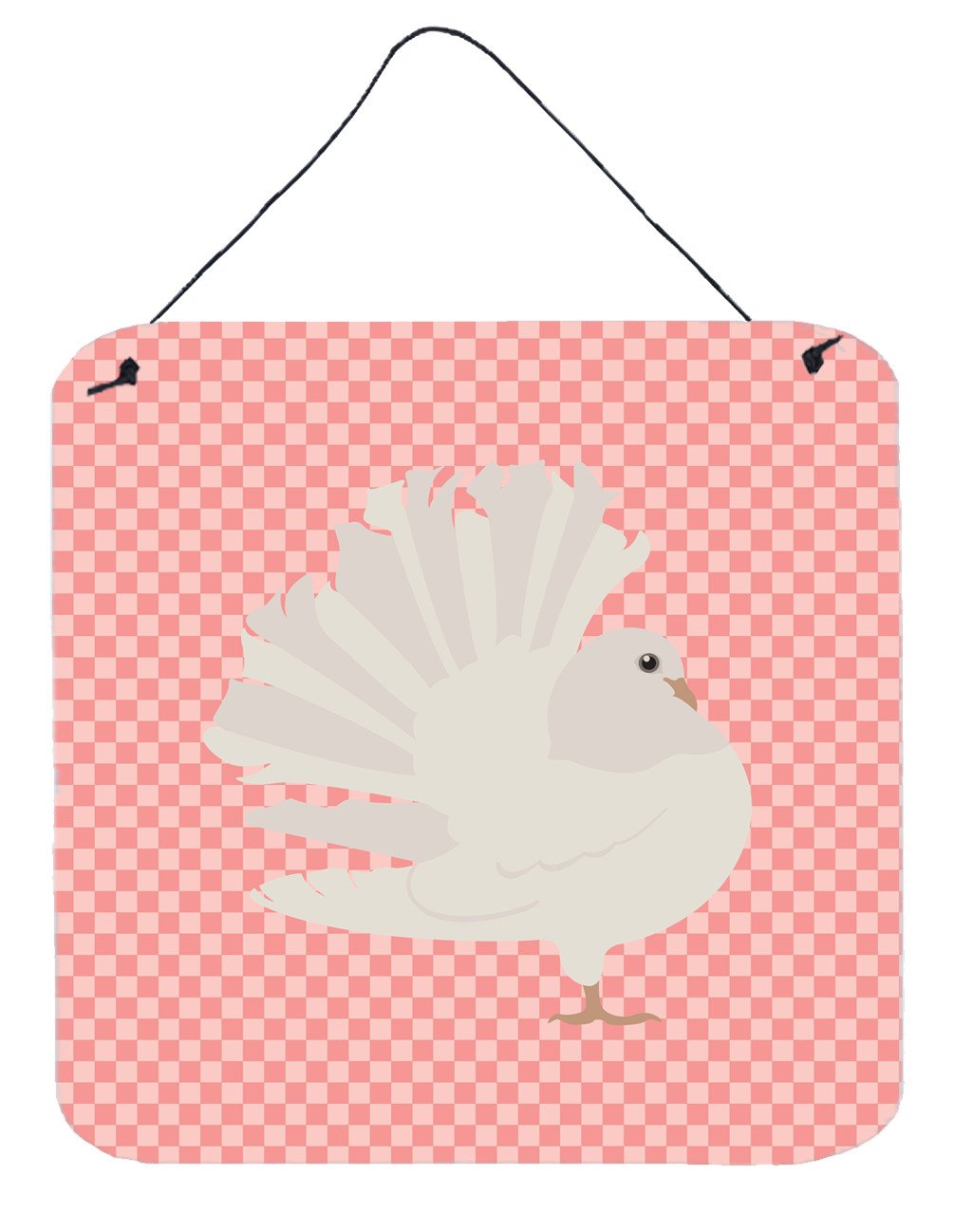 Silver Fantail Pigeon Pink Check Wall or Door Hanging Prints BB7950DS66 by Caroline's Treasures