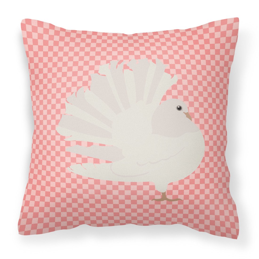 Silver Fantail Pigeon Pink Check Fabric Decorative Pillow BB7950PW1818 by Caroline&#39;s Treasures
