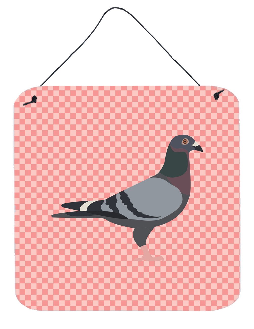 Racing Pigeon Pink Check Wall or Door Hanging Prints BB7951DS66 by Caroline&#39;s Treasures