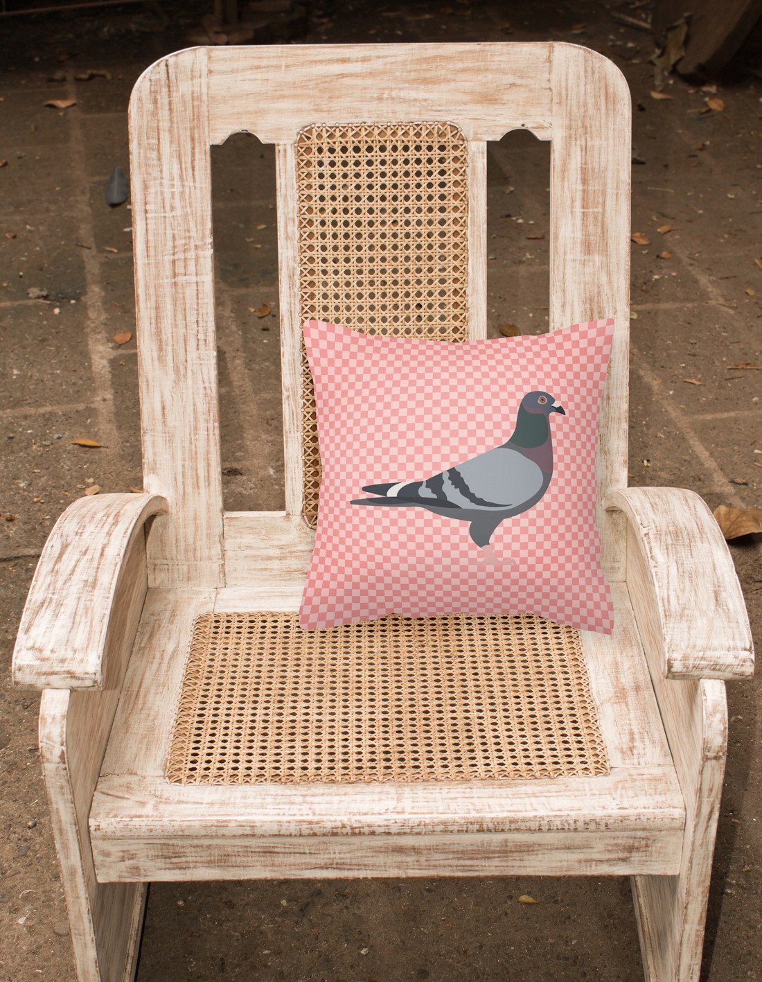 Racing Pigeon Pink Check Fabric Decorative Pillow BB7951PW1818 by Caroline's Treasures