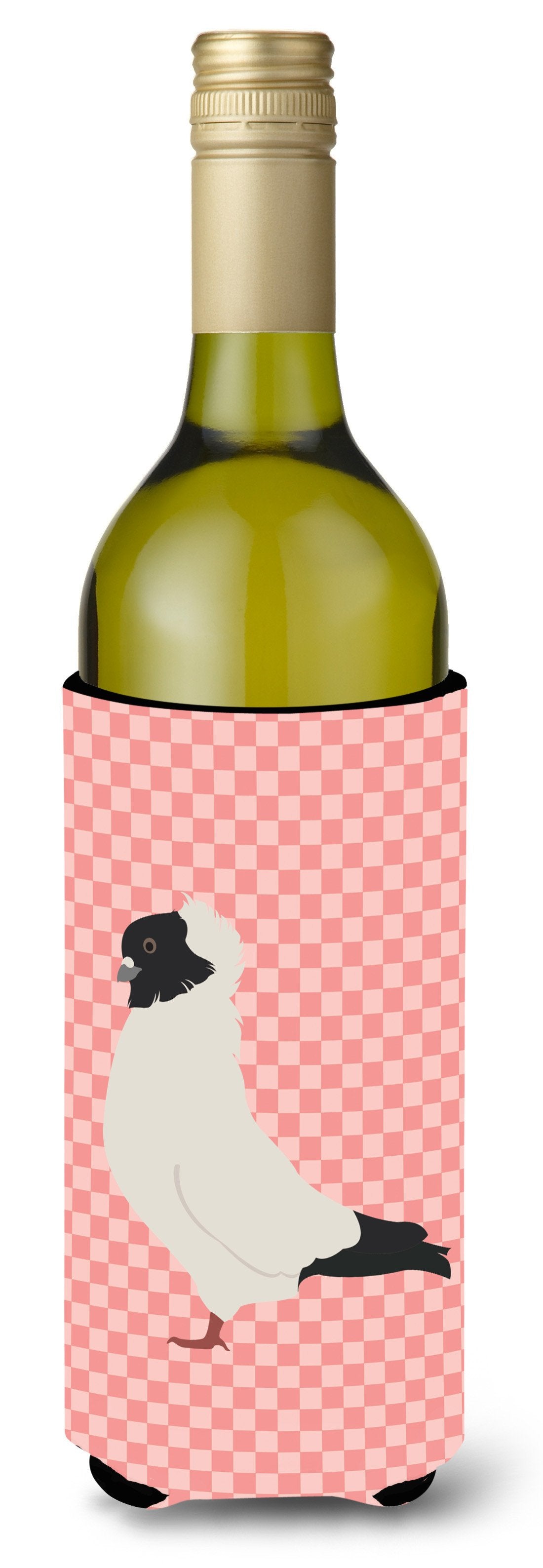 Nun Pigeon Pink Check Wine Bottle Beverge Insulator Hugger BB7952LITERK by Caroline&#39;s Treasures