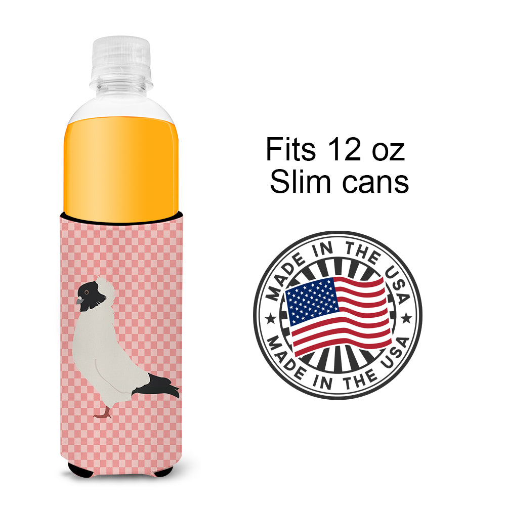 Nun Pigeon Pink Check  Ultra Hugger for slim cans  the-store.com.