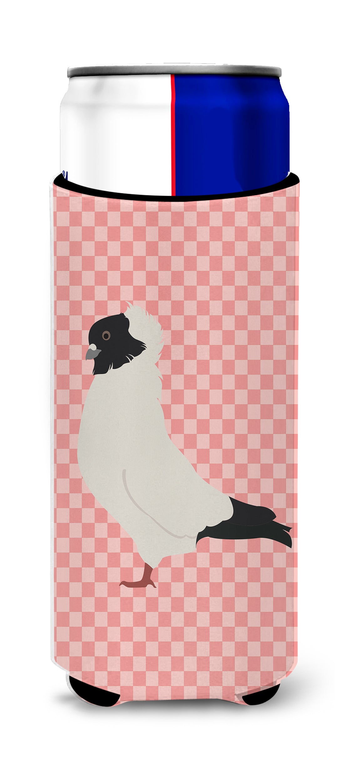 Nun Pigeon Pink Check  Ultra Hugger for slim cans  the-store.com.