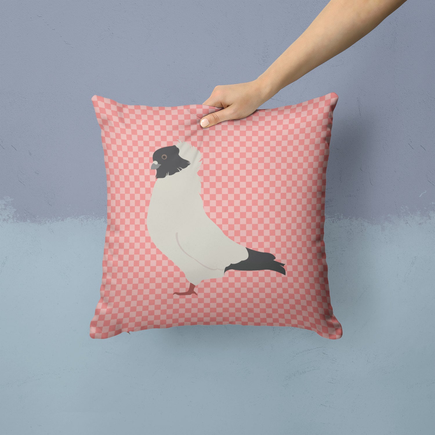 Nun Pigeon Pink Check Fabric Decorative Pillow BB7952PW1414 - the-store.com