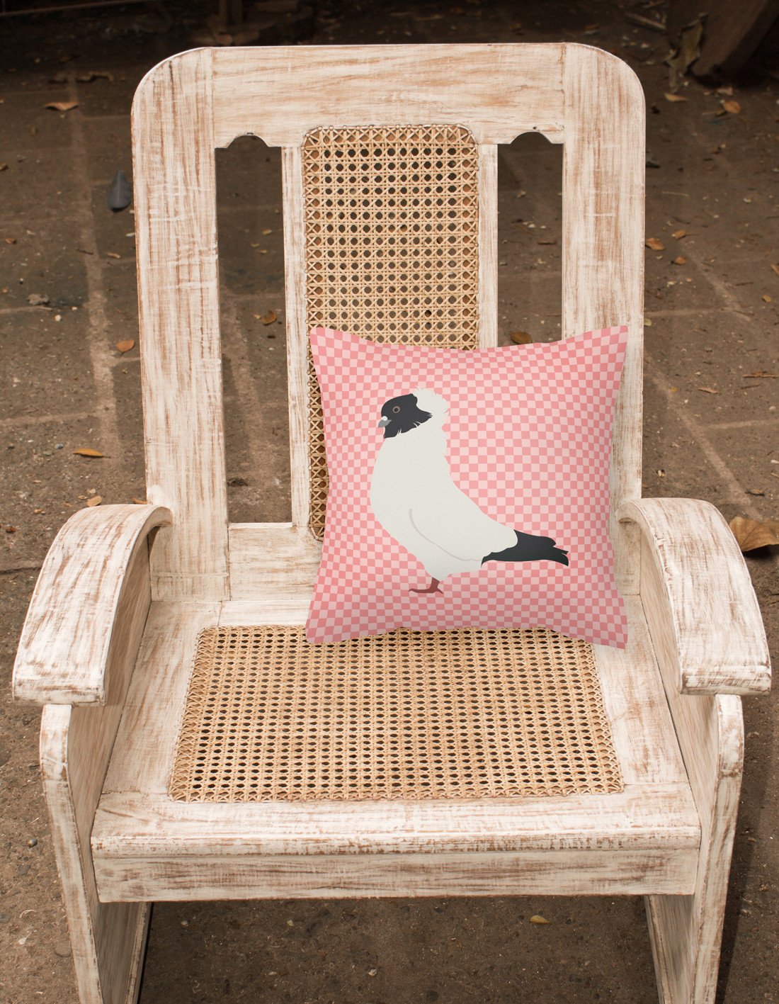 Nun Pigeon Pink Check Fabric Decorative Pillow BB7952PW1818 by Caroline's Treasures